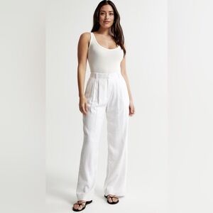 Abercrombie & Fitch Premium 100% Linen Wide Leg Pants